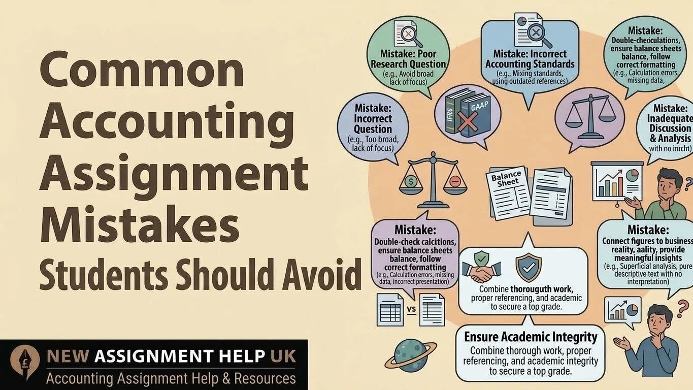 Infographic listing 10 common accounting assignment mistakes to avoid